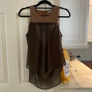 Army green with light brown faux leather top